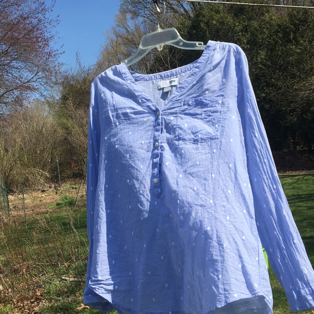 old navy shirt light weight. blue w white stitch - Picture 3 of 4